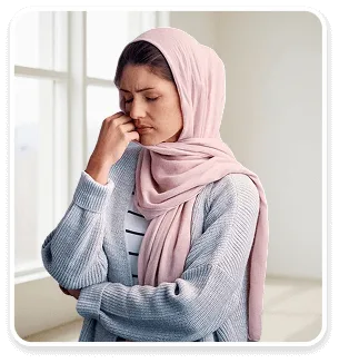 Muslim woman thinking